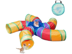 Es Un Gran Túnel De Juegos Para Gatos De Interior Con Cinco Ramificaciones Y Un Túnel Plegable. Su Diseño Ergonómico En Forma De S Lo Hace I