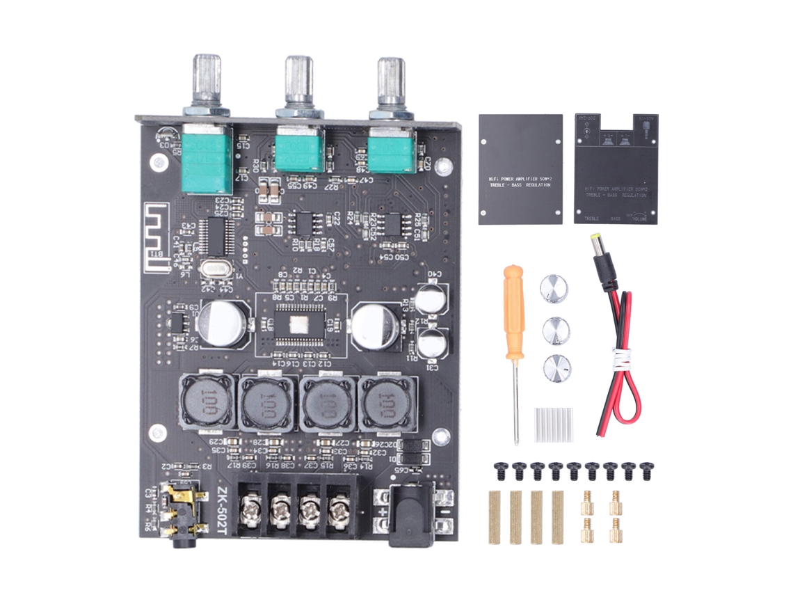 2026velora-module Mini Amplificador de Potencia Estéreo 2.0 2x50w DC 9-24v Placa Amplificadora de Audio Ajuste Alto-Bajo