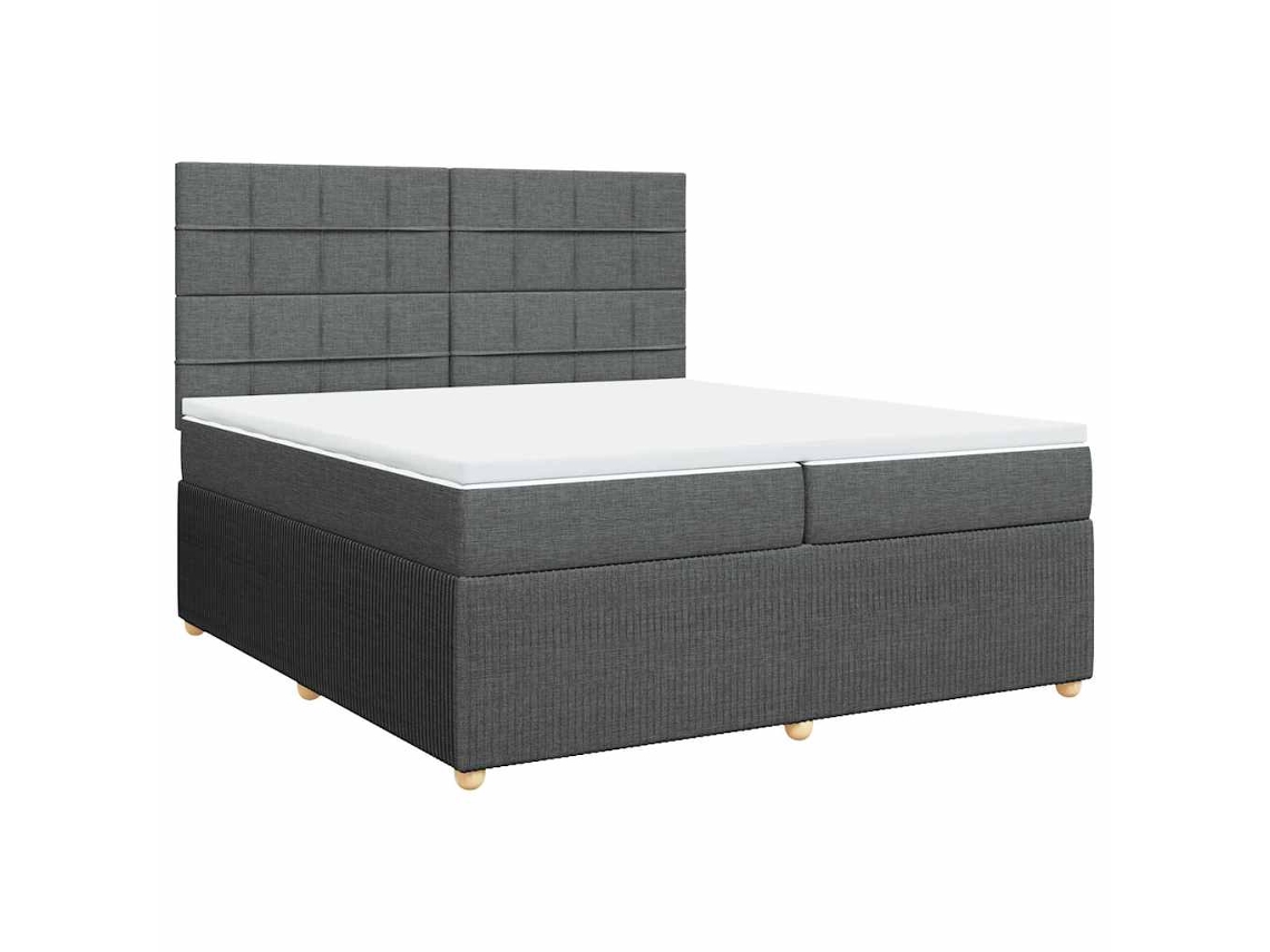 Maison Exclusive - Cama Box Spring Con Colchón Tela Gris Oscuro 200x200 Cm