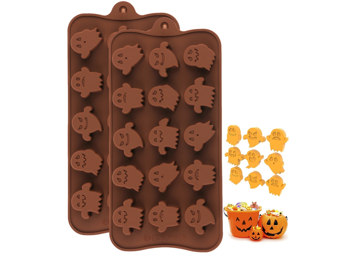 Moldes reutilizables para Halloween, DIY, ecológicos, no tóxicos, flexibles y duraderos, moldes de silicona para chocolate, ideales para hacer
