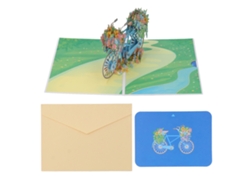 Tarjeta De Felicitación 3d Carta Popup Flor Bicicleta Primavera Con Sobre Y Nota Para Cumpleaños