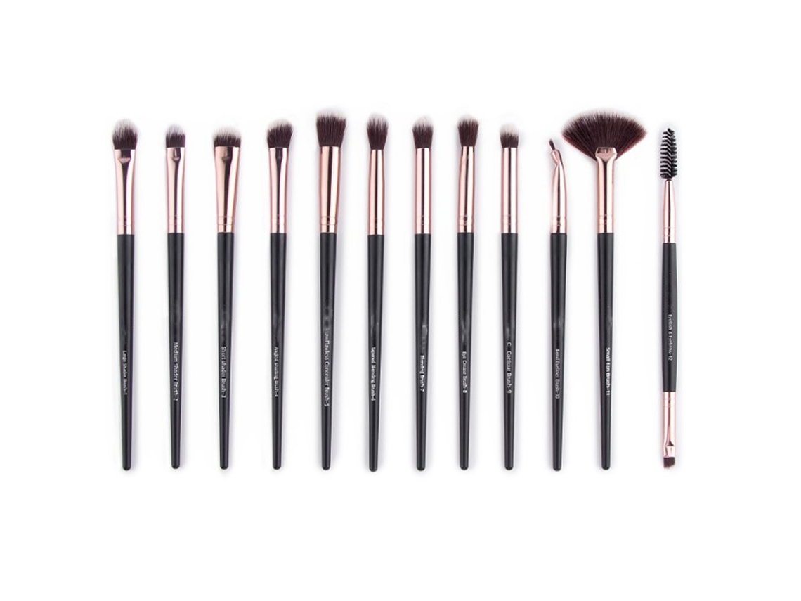 Set De 12 Brochas De Maquillaje Sintéticas Para Sombras De Ojos