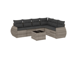Conjunto de 7 sofás de jardín con cojines, mimbre, gris claro, MAISON EXCLUSIVE (7 piezas)