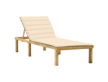 MAISON EXCLUSIVE - Tumbona con cojín crema madera de pino impregnada