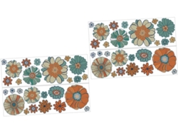 Juegos de pegatinas de pared retro con flores CHABERLU
