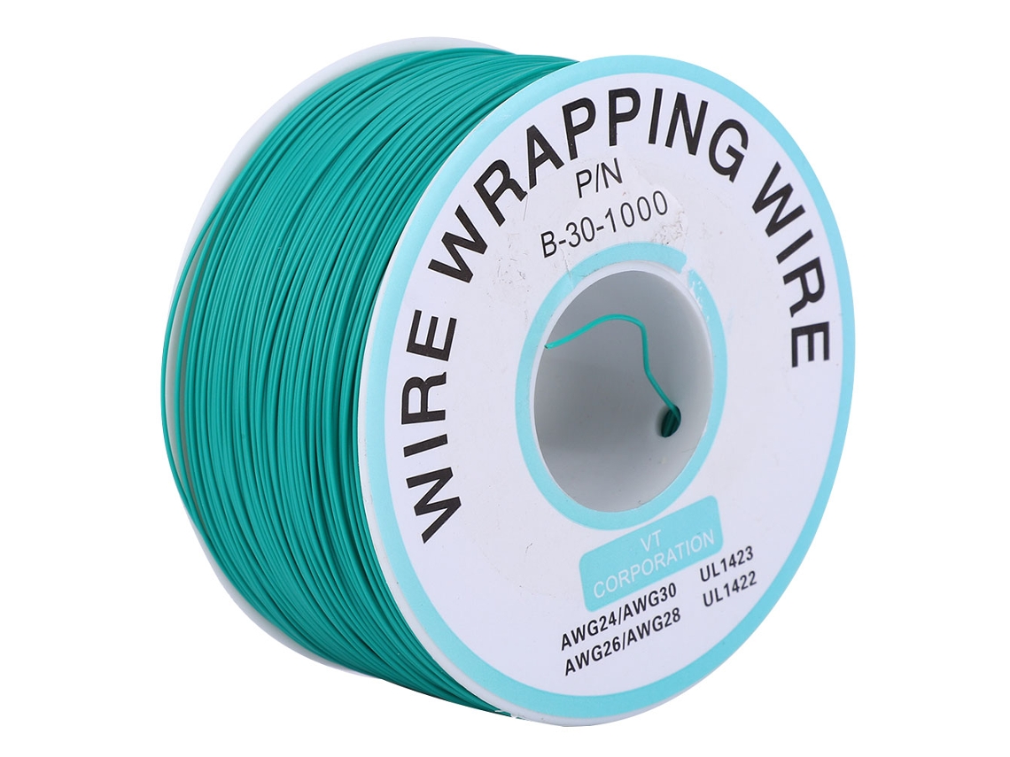 Cable puente de 250 m, calibre 30 AWG, cobre barnizado, para placa base, PCB, línea verde