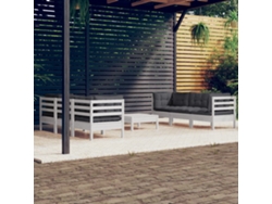 Conjunto de jardín de 7 unidades con cojines de pino antracita DKD Home Decor