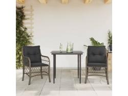 Conjunto de bistró con cojines de mimbre, gris, DKD Home Decor