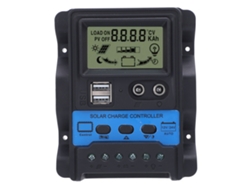 Controlador De Carga Solar Pwm De 12v/24v Y 80a Con Pantalla Lcd Y 2 Salidas Usb Para Teléfonos Móviles Y Tabletas.