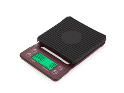 Báscula de café con temporizador de 3 kg/0,1 g, alta precisión para cocina, café y repostería. Color marrón. SIURN (alimentada por batería).
