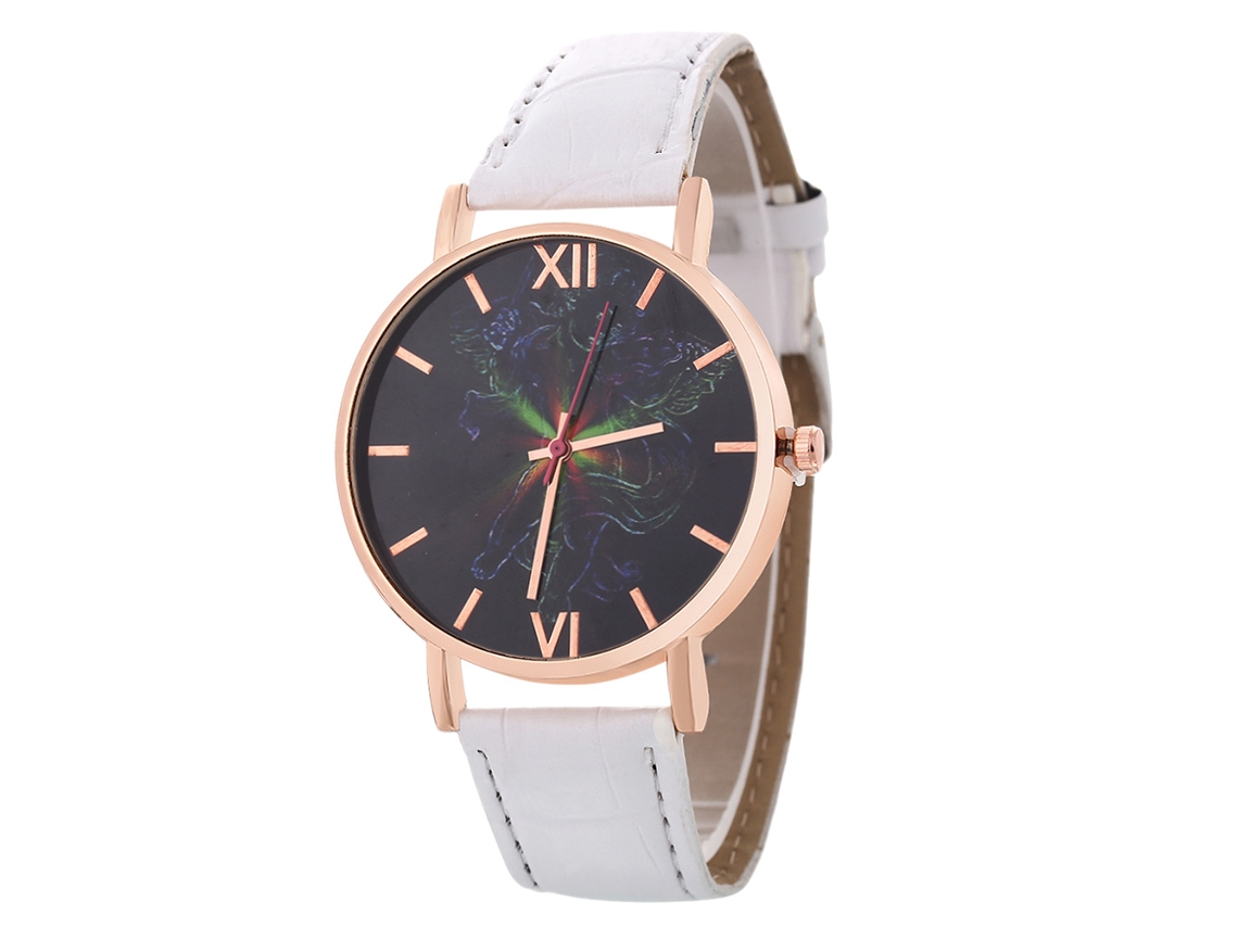 Reloj De Pulsera Analógico De Cuarzo De Aleación Con Esfera Redonda Para Hombre Y Mujer, Color Blanco.