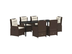 Maison Exclusive - Conjunto De Comedor De Jardín 7 Pcs Marrón Ratán Sintético