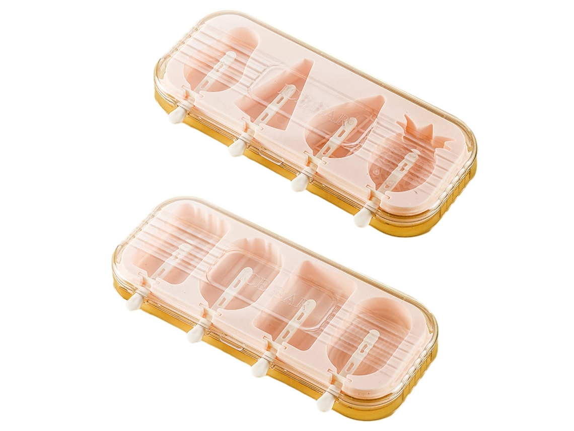 Formas Gelados Crianças 4 Unidades Tampas Silicone Rosa Sem Bpa Reutilizáveis
