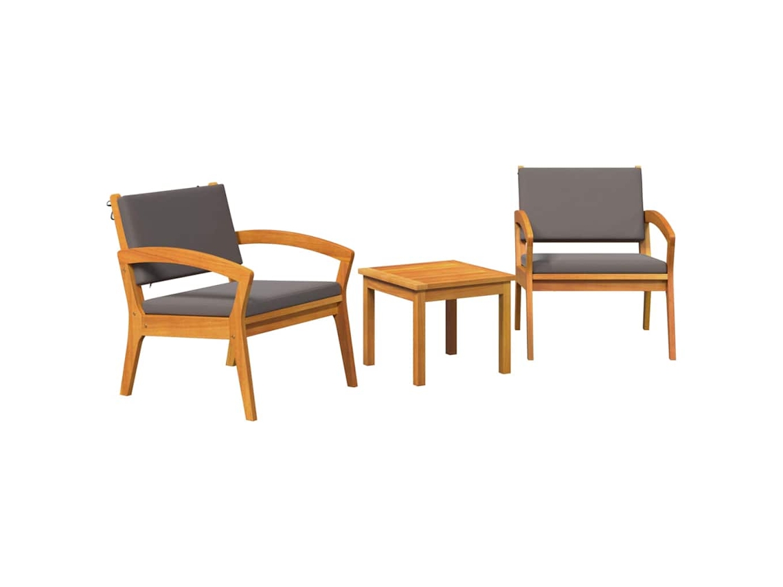 Conjunto Bistro con cojines, 3 piezas, poliéster marrón, EXCLUSIVO DE LA CASA