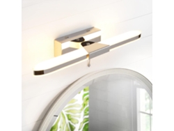 Espejo de baño LED de 40 cm, lámpara de espejo LED, aplique de pared con interruptor de tirador, 3000 K, 640 lm, 8 W, IP44, acrílico