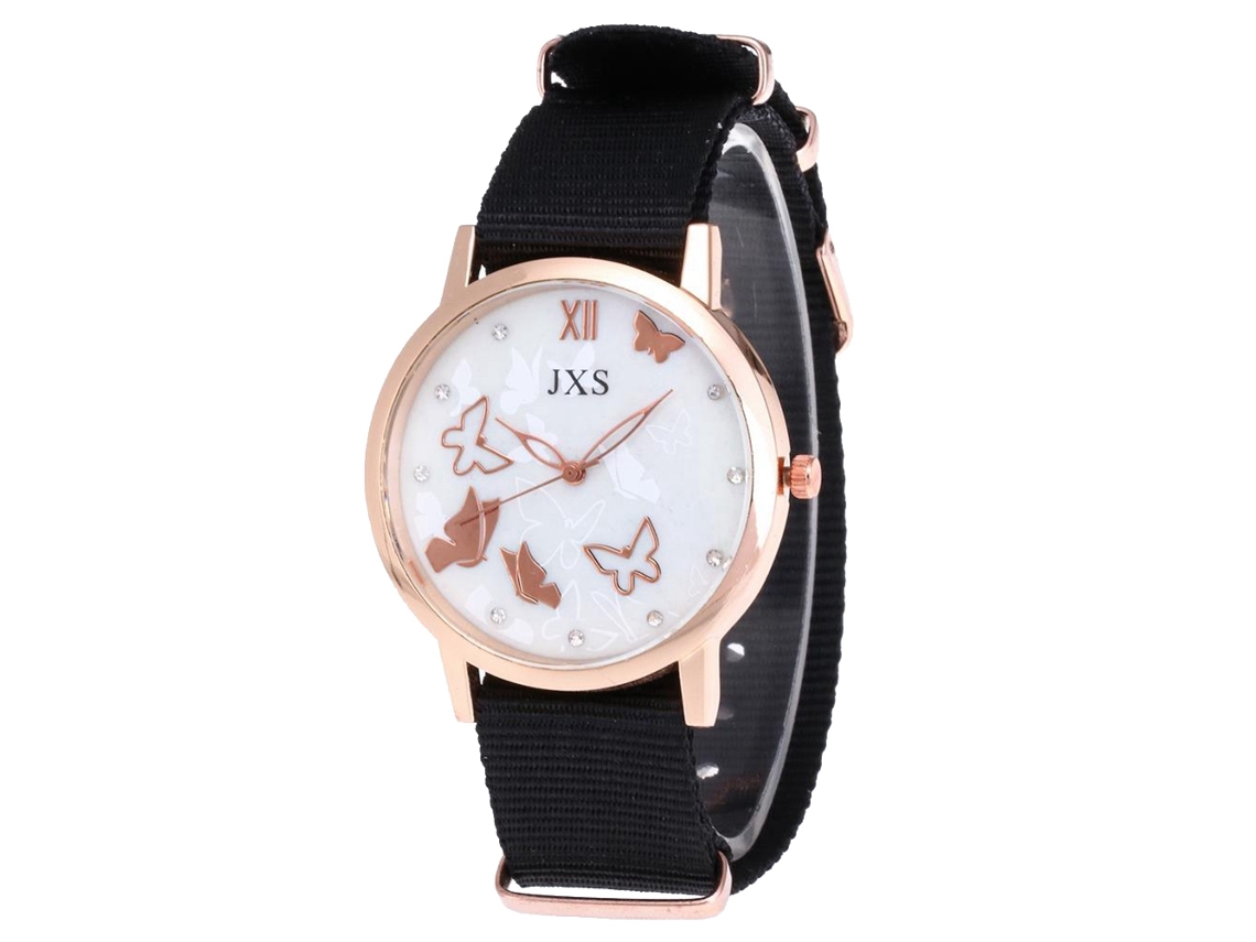 Reloj De Pulsera De Cuarzo Para Mujer Con Correa De Nailon Sencilla (negro)