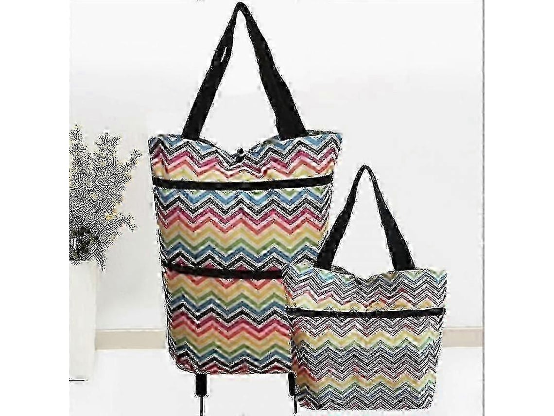 Carrito de compras plegable 2 en 1 con doble cremallera y ruedas Mxbc GOKOCO