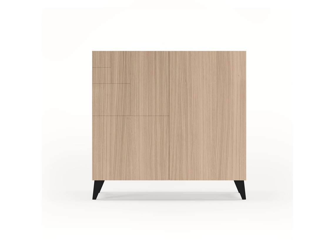 Mueble zapatero HERDASA Bergen nogal claro, patas negro (87 x 90 x 27 cm)