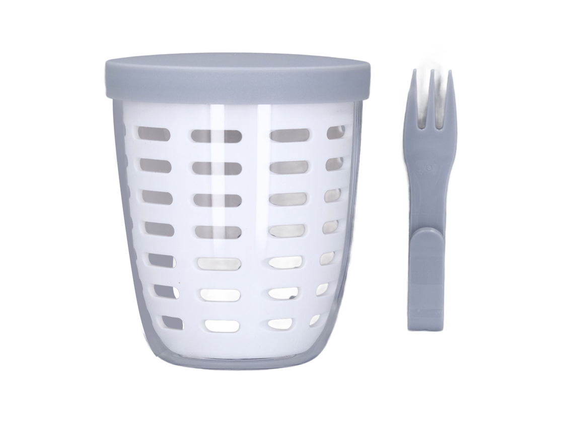 Vaso escurridor de frutas portátil de silicona con tapa hermética, a prueba de fugas, para camping y ensaladas, blanco | Sin marca