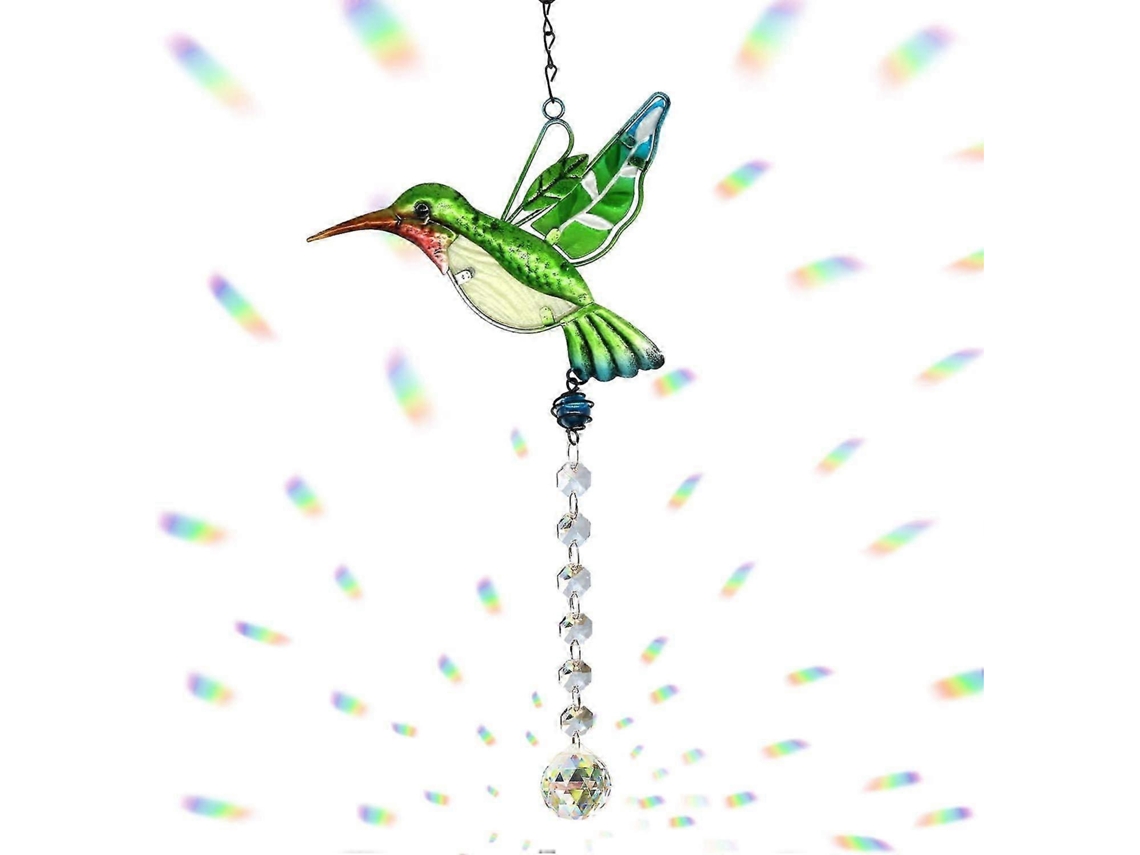Atrapasol de cristal con forma de colibrí - Prisma colgante para lámpara de araña, adorno que crea un arcoíris