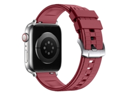 Bracelete Para Apple Watch 46/49/45/44mm - Borracha Fluorocarbonada Com Textura Quadrada Esportiva Vermelha