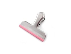 Soporte Rebe para paquete de 10 bolsas de patatas fritas, silicona sin bordes afilados, cierre hermético, acero inoxidable, rosa, 7,6 cm (3 pulgadas).
