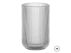 Juego de vasos de cristal Ovenza con relieve a rayas, 430 ml, 6 unidades