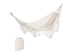 VPMKP - Hamaca de viaje Outsunny portátil con soporte y lona, 2,88x1,5 m, algodón y poliéster beige