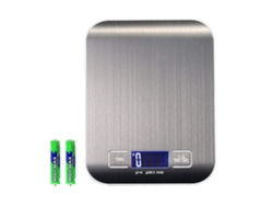 Báscula de cocina digital Neveance de acero inoxidable de 5 kg/1 g (plateada)