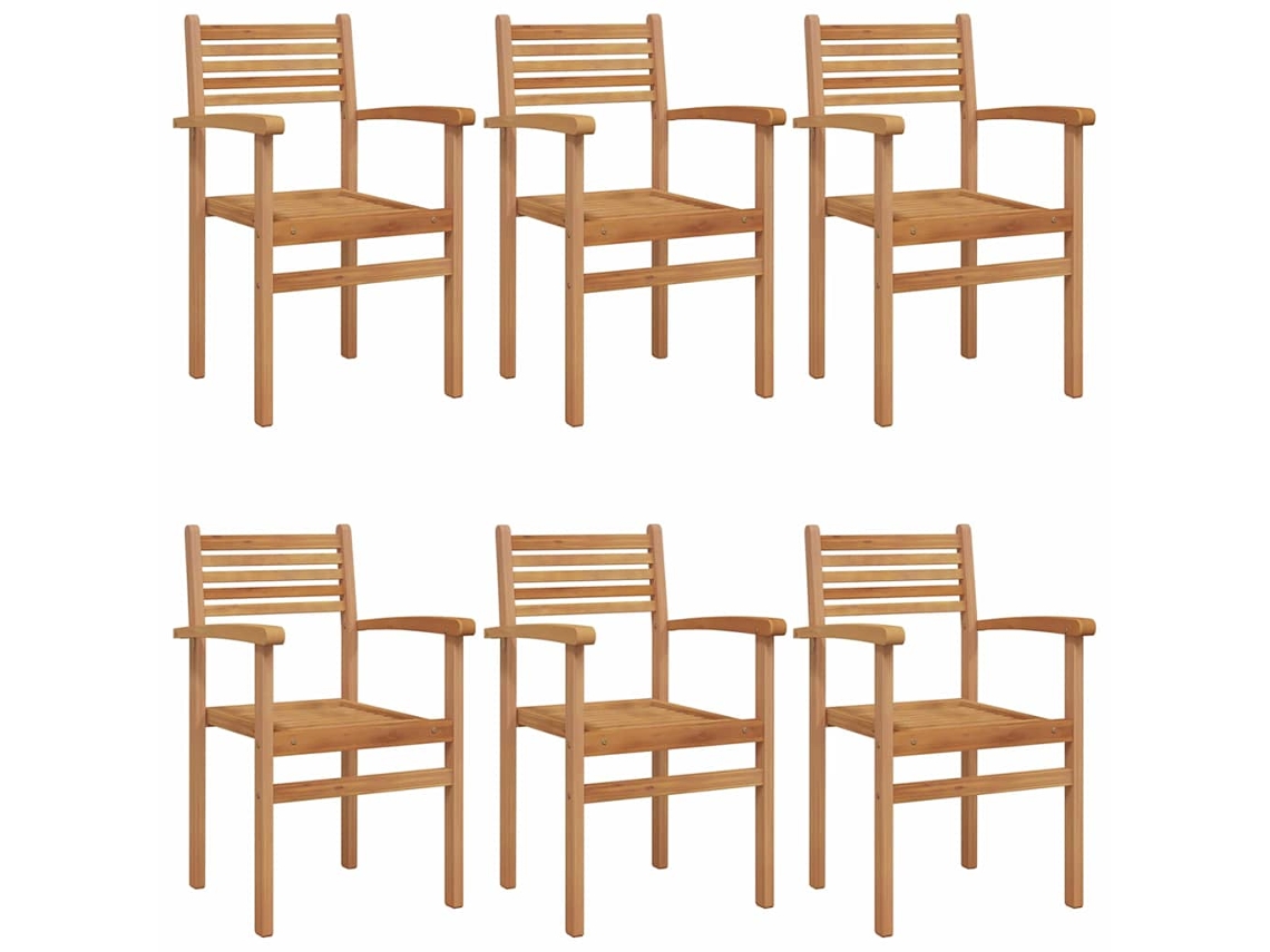 Maison Exclusive - Silla 6 Pcs Marrón 56 X 55 X 90.5 Cm Madera De Teca Maciza