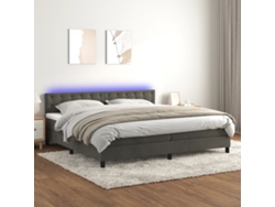 Cama Box Spring Colchón Y Led Terciopelo Gris Oscuro 200x200 Cm