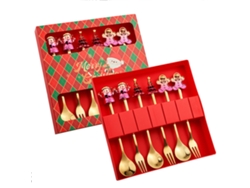 Juego de cucharas navideñas de acero inoxidable, 6 piezas con caja TRUYUETY