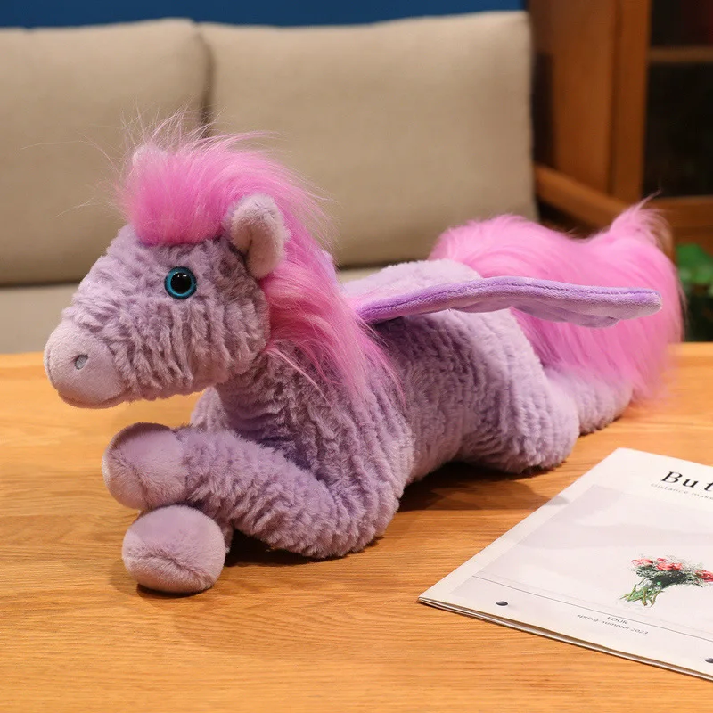 (caballo Morado De 48 Cm) Exquisita Almohada De Peluche De Pegaso De Ensueño De 48 Cm Con Alas