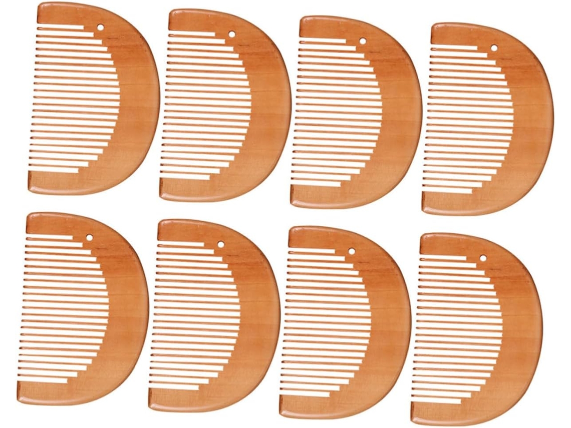 Peine De Madera Portátil Para Mujer, Antiestático, Anticaspa - Set De 8 Piezas, Ligero