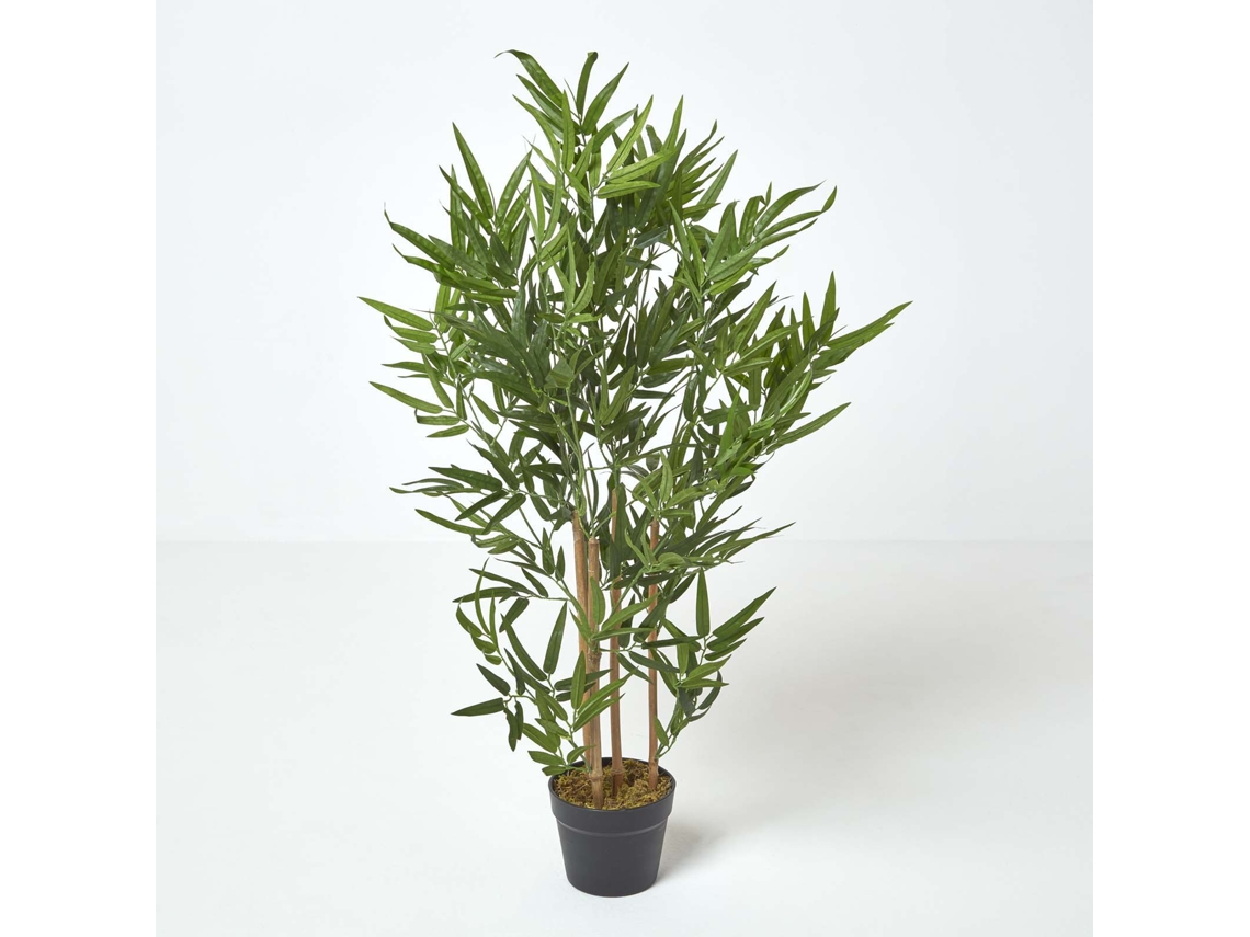 Planta artificial de bambú verde de Homescapes, 90 cm, con maceta, 95 cm