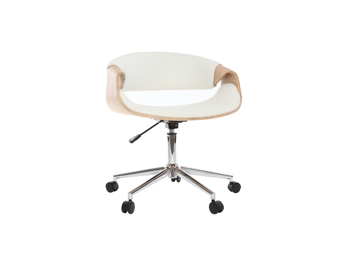Silla de Escritorio Moderna Polipiel Blanca/Madera Clara Aramis MILIBOO