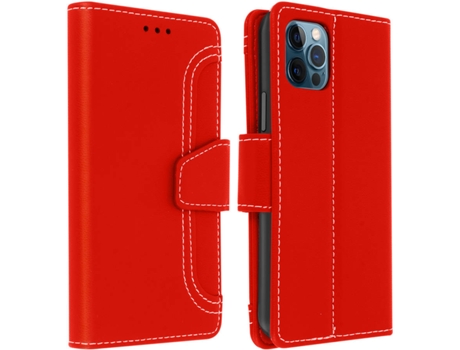 Funda iPhone 12 Pro Max AVIZAR Libro Monedero Rojo