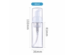 Dos Frascos De Espuma Transparentes De 60 Ml, Aptos Para Jabón Y Cosméticos, Son Ideales Para Viajar.
