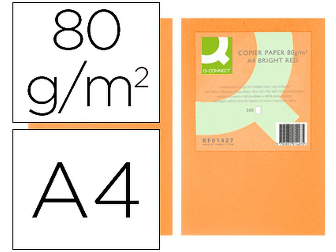 Papel de Cor Q Connect Din A4 80Gr Laranja Neon Embalagem de 500 Folhas