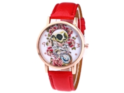 Reloj De Pareja Zhoulianfa, Diseño De Calavera, Correa De Cuero, Cuarzo, F-436, Rojo.