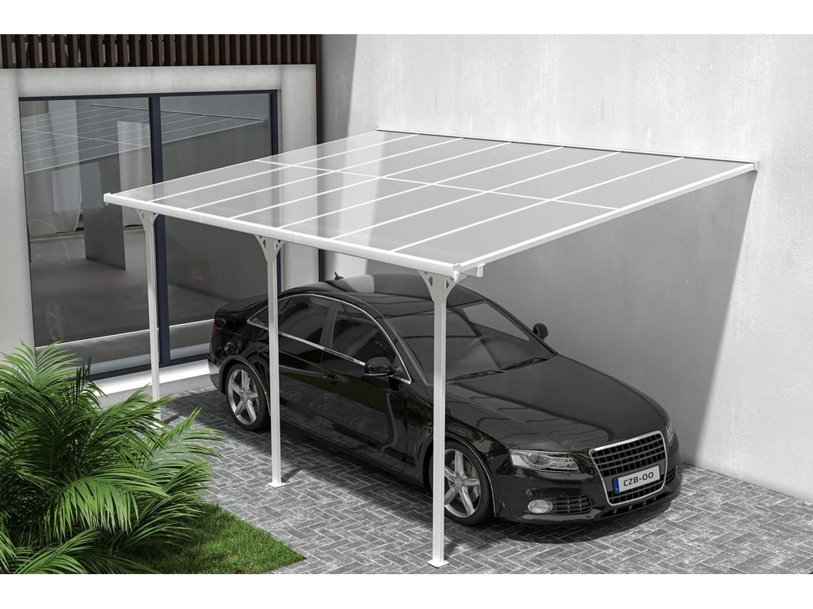 Cazeboo Pérgola Cubierta para Terraza de Aluminio Premium, blanco 4,5x3 m KLEO