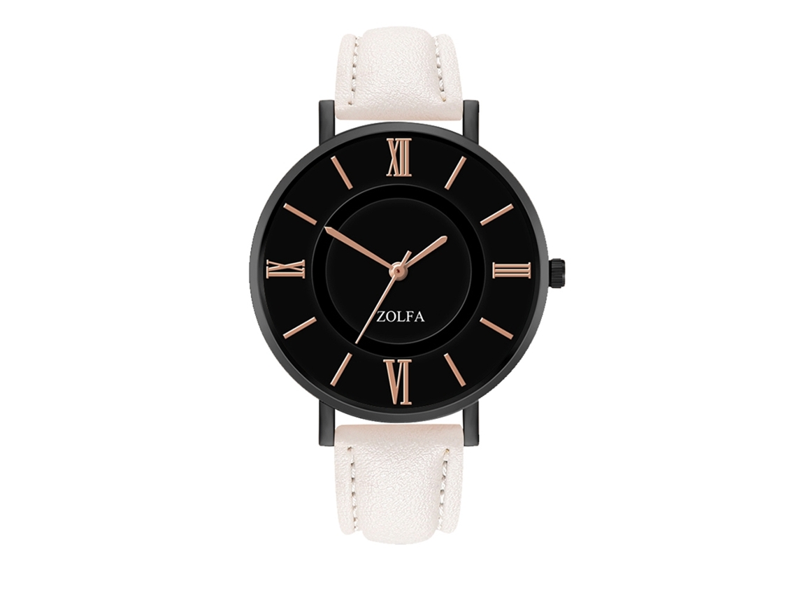 Reloj De Pulsera Analógico De Aleación Con Esfera Redonda, Movimiento De Cuarzo, Moderno Para Hombres Y Mujeres, Blanco.