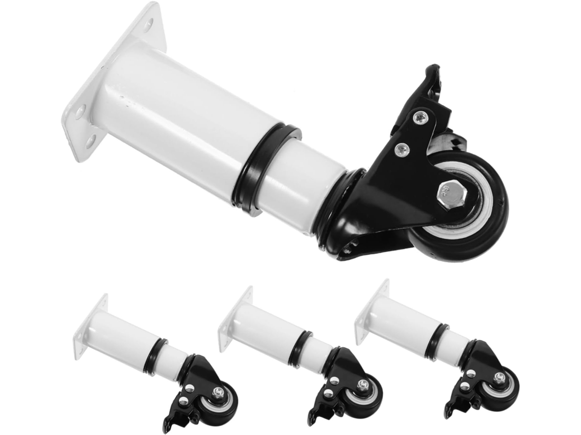 145-160 Mm, 4 Patas Metálicas Ajustables Con Ruedas Giratorias, Metal Blanco.