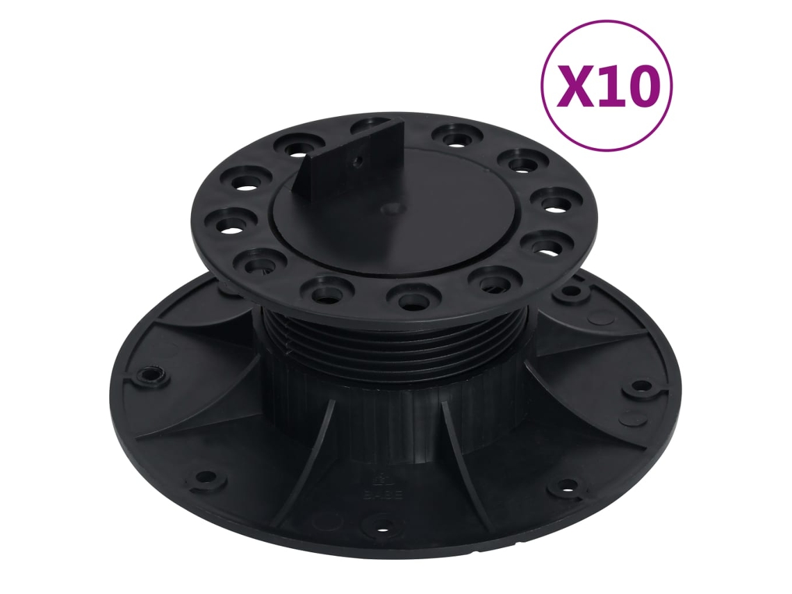 Conjunto 10 Pie de plataforma ajustable VIDAXL Negro Polipropileno