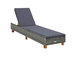 Tumbona con cojín Mueble para patio Asiento de jardín de ratán sintético gris