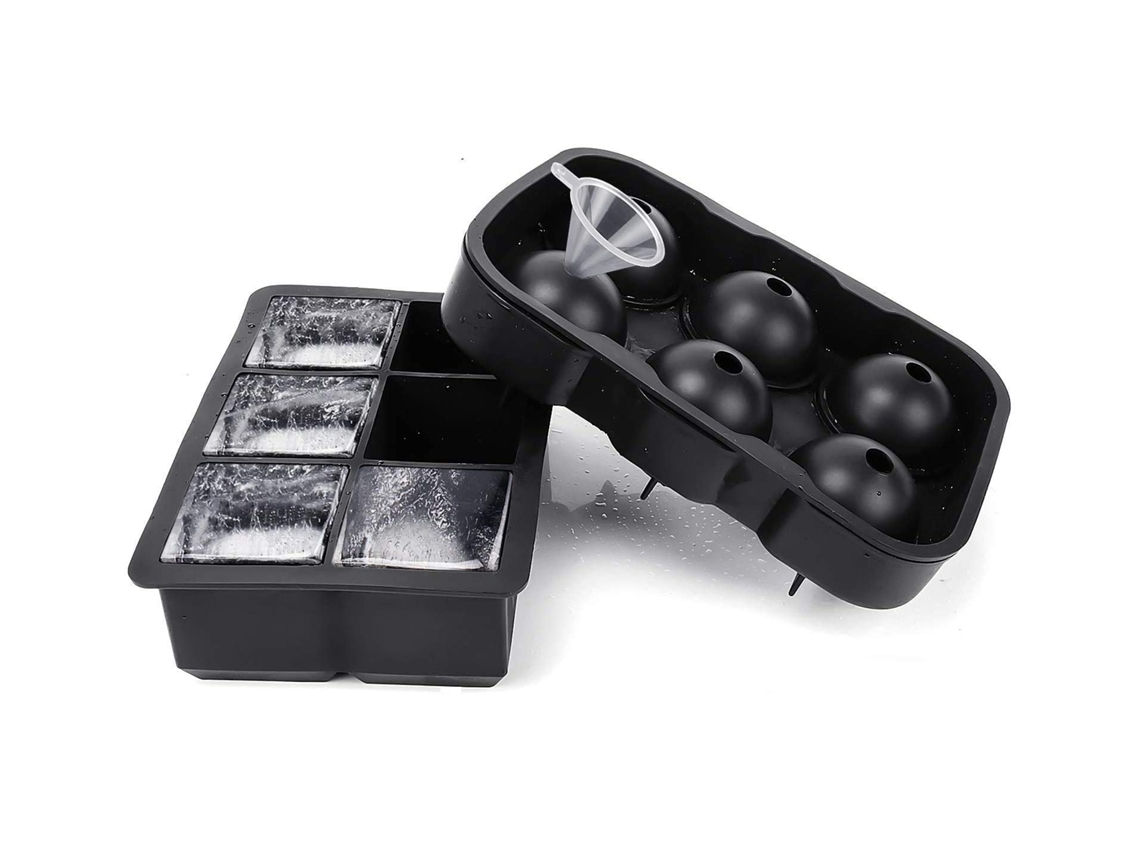 Juego de 2 moldes de silicona para hielo en forma de 6 bolas, color negro JEIIBRZUI