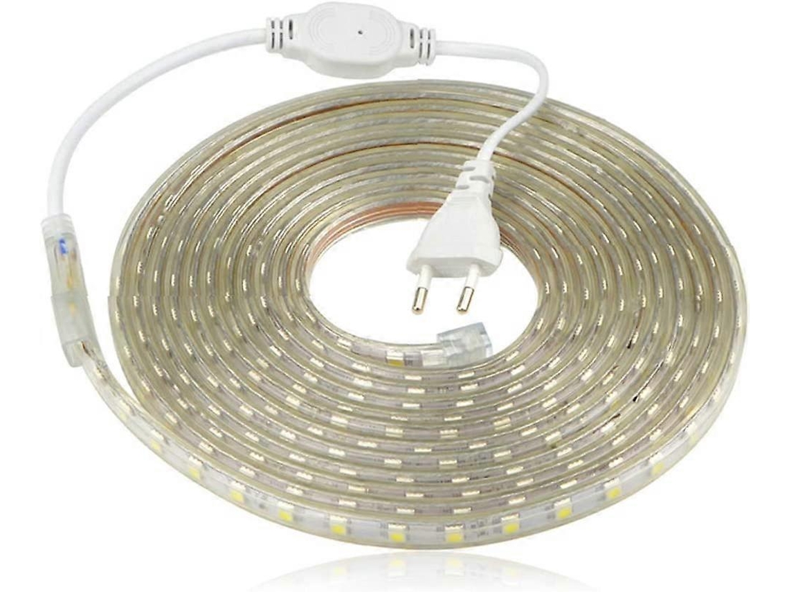 Rebe-tira Led 5050 220v Ip65 Impermeable Luz Blanca Cálida 5m Para Interior Y Exterior