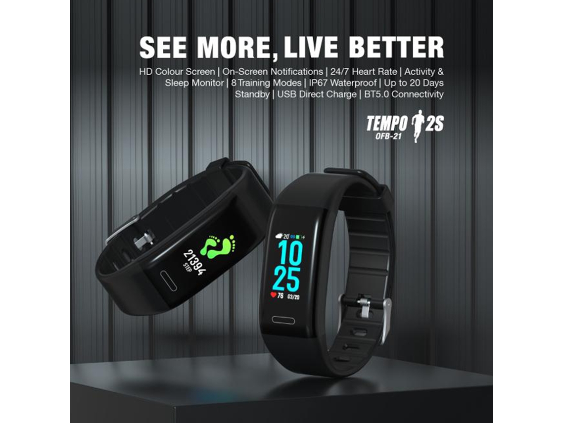 Pulsera inteligente Oraimo Tempo 2s con 5 modos de entrenamiento, IP67, Bluetooth 5.0