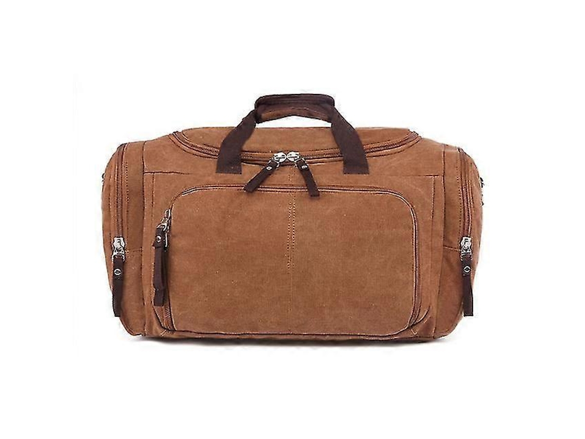 Bolsa de viaje grande para hombre y mujer, estilo outdoor, bolsa de lona informal, marrón