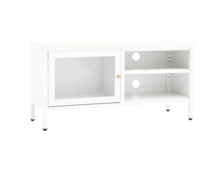 Maison Exclusive - Mueble para el televisor acero y vidrio blanco 90x30x44 cm